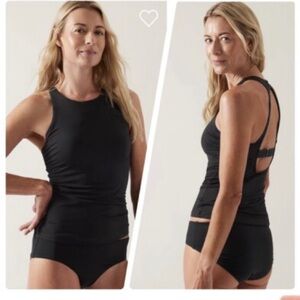 Athleta Maldives Black Bra Cup Underwire Tankini Top, High Neck, Size 32D/DD